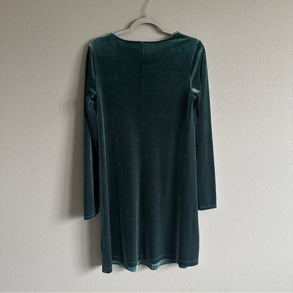 Gap Green Velvet Long Sleeve Shift Midi Dress Small Tall - Picture 7 of 11